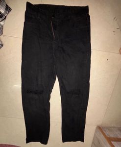 Black Ripped Wide Leg Jeans