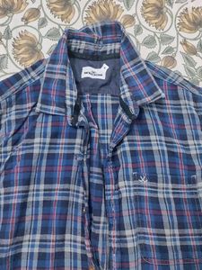 Wrogn Blue Plaid Casual Shirt