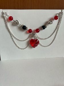 Red Heart Charm Layered Necklace