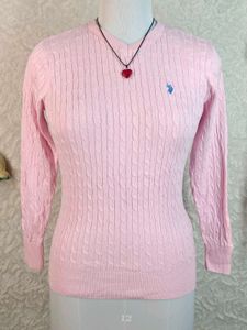 S. Polo Assn. Pink Cable Knit Sweater