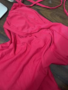 Bright Pink Halter Bikini Top