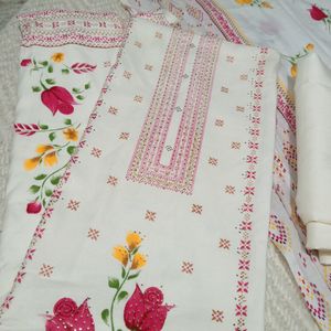 Flower Printed Cotton Suit