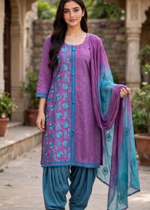 Beautiful Purple & Teal Kurta Set