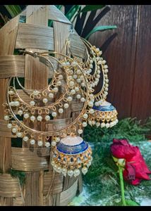 Long Chand Bali Jhumka Earrings