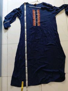 Vibrant Blue Embroidered Kurti