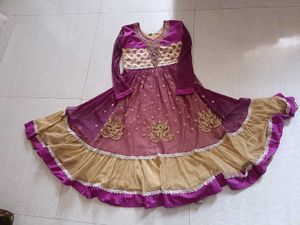 Stunning Purple &amp; Gold Anarkali Gown