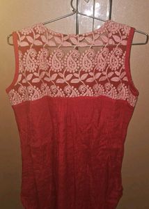 Red Floral Accent Top