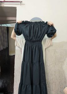 Black Off-Shoulder Tiered Dress