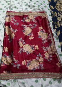 Maroon Floral Saree with Embellished Border