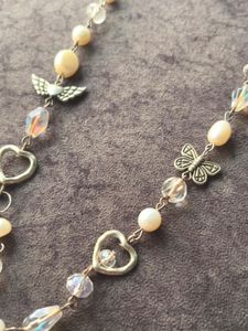 Fairy Charm Pearl &amp; Crystal Necklace Vintage Aes