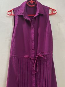 Tommy Hilfiger Sleeveless Purple Pleated Dress