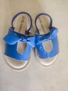 Babyoye Sandals Bow Applique Solid-Blue