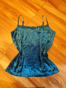 Mermaidcore sea green velvet sequin cami