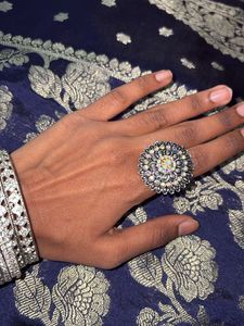 Sparkling Silver Bangle ring earring combo