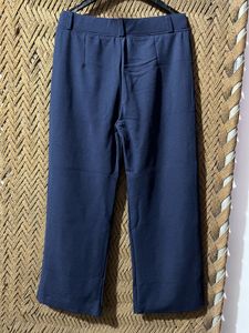 Navy Wide-Leg Trousers