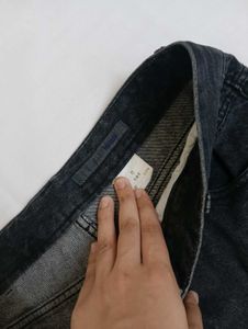 Black Knee-Length Denim Shorts