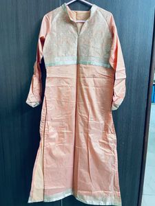 peach color silk kurti for sale