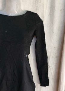 Chic Black Lace Detail Mini Dress