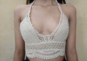 Cream Crochet Halter Neck Top