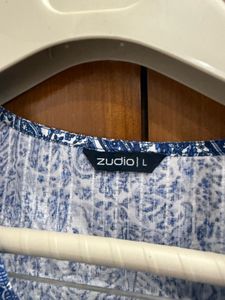 Blue white flowy a line dress