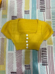 Yellow Cropped Cardigan