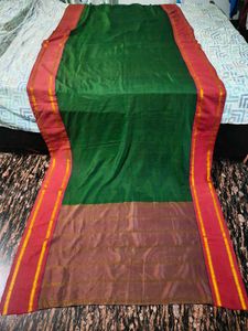 Traditional pure silk Saree with Red Border