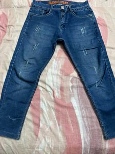 Men's Blue Distressed Jeans