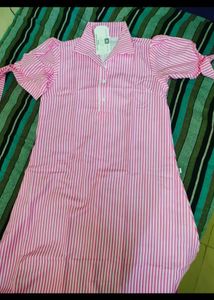 Pink Striped Button-Up Dress
