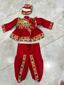 Red Embroidered Baby Girl Kurta Set