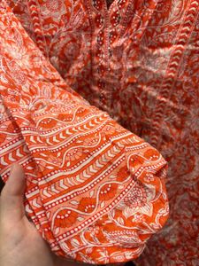 Orange Printed Kurta