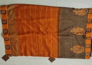 Elegant Orange &amp; Brown Saree
