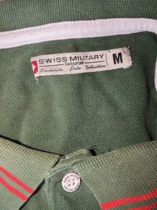 Men's Green Polo Shirt with Embellished Stripe