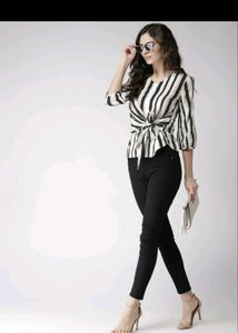 Stylish Striped Tie-Front Top