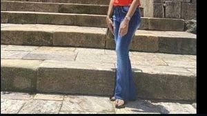 Blue boot cut jeans