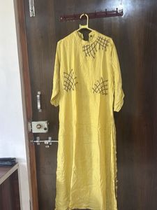 Yellow Embroidered Kurta