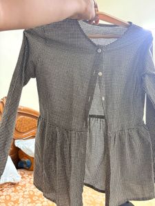 Checked Peplum Top