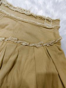 SHEIN Khaki Distressed Mini Skirt