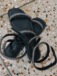 Trendy Rhinestone Wrap Sandals