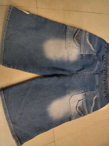 dark blue Denim Cropped Pants