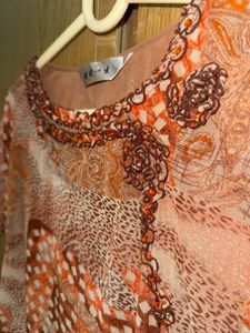 Vintage Y2K Patterned Sheer Top