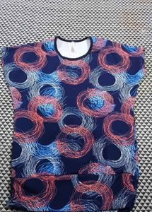 Navy Blue Abstract Swirl Print Top