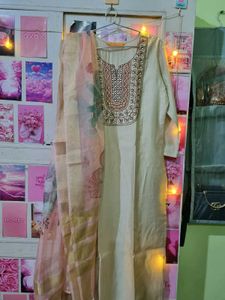 indo era organza kurta cotton set