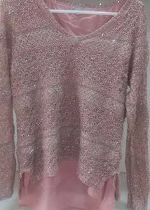 Women Soft Net Sequence Work Top
