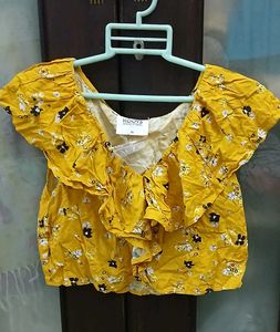 Yellow Floral Ruffle Top - NEW