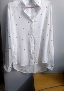 Viral Heart Print White Shirt