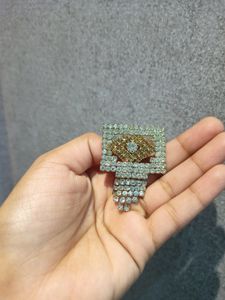 Pixel Pattern Silver-Golden Brooch
