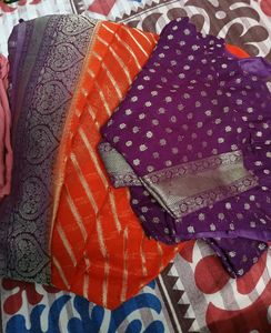 Orange n Purple georgette saree- blouse