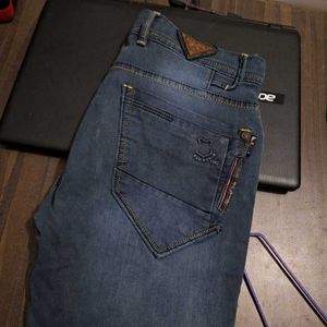 Men's Dark Blue Distressed Jeans – 34" Waist