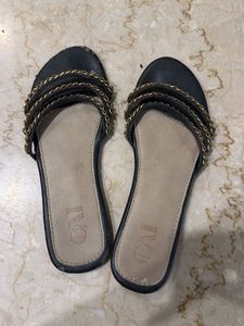 Stylish Black Chain Sandals