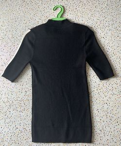 Black Ribbed Knit Dress - Casual Chic